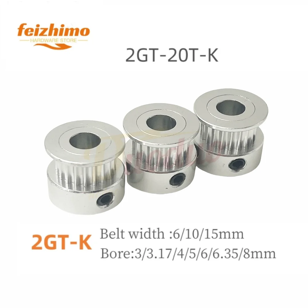 

3D Printer Accessories 2GT Synchronous Wheel K-type 20 Tooth Belt Width 6/9/10/15mm Aperture 3/3.17/4/5/6/6.35/8mm GT2 Teeth 20T