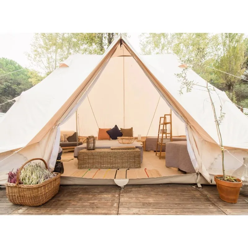 

Cotton Bell Canvas Tent 4m Bell Yurt Tent for Outdoor Camping Canvas Tent