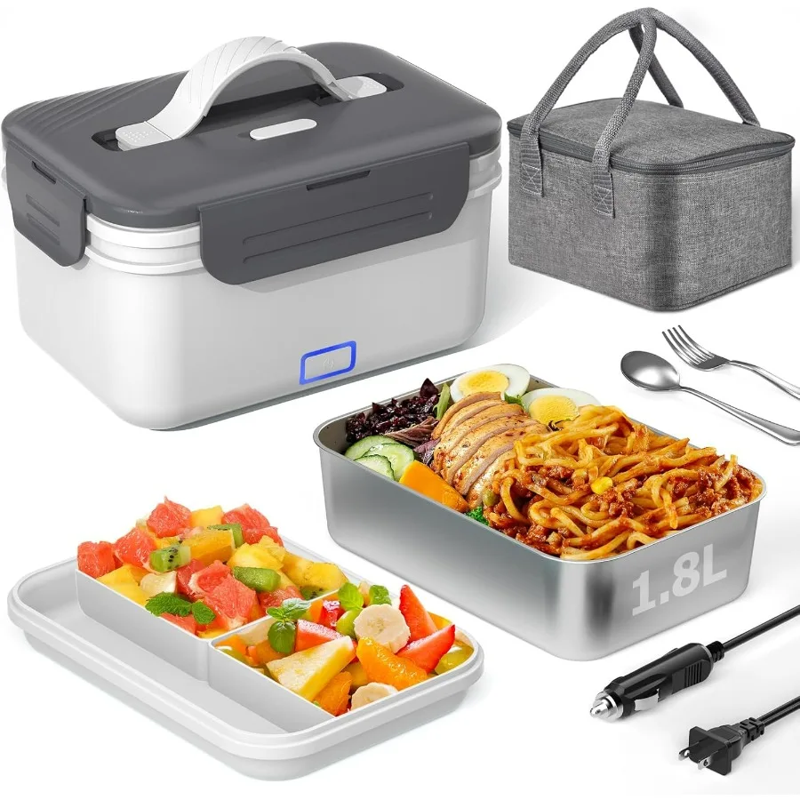 

Electric Lunch Box for Adults, 100W/1.8L Heated Lunch Box for Men Work/Car/Truck, Portable Food Warmer Lunch Box Upgraded with F