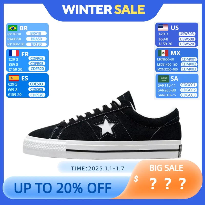 Converse One Star Men and Women Skateboarding Shoes Low-top Outdoor Breathable Lightweight Sneaker