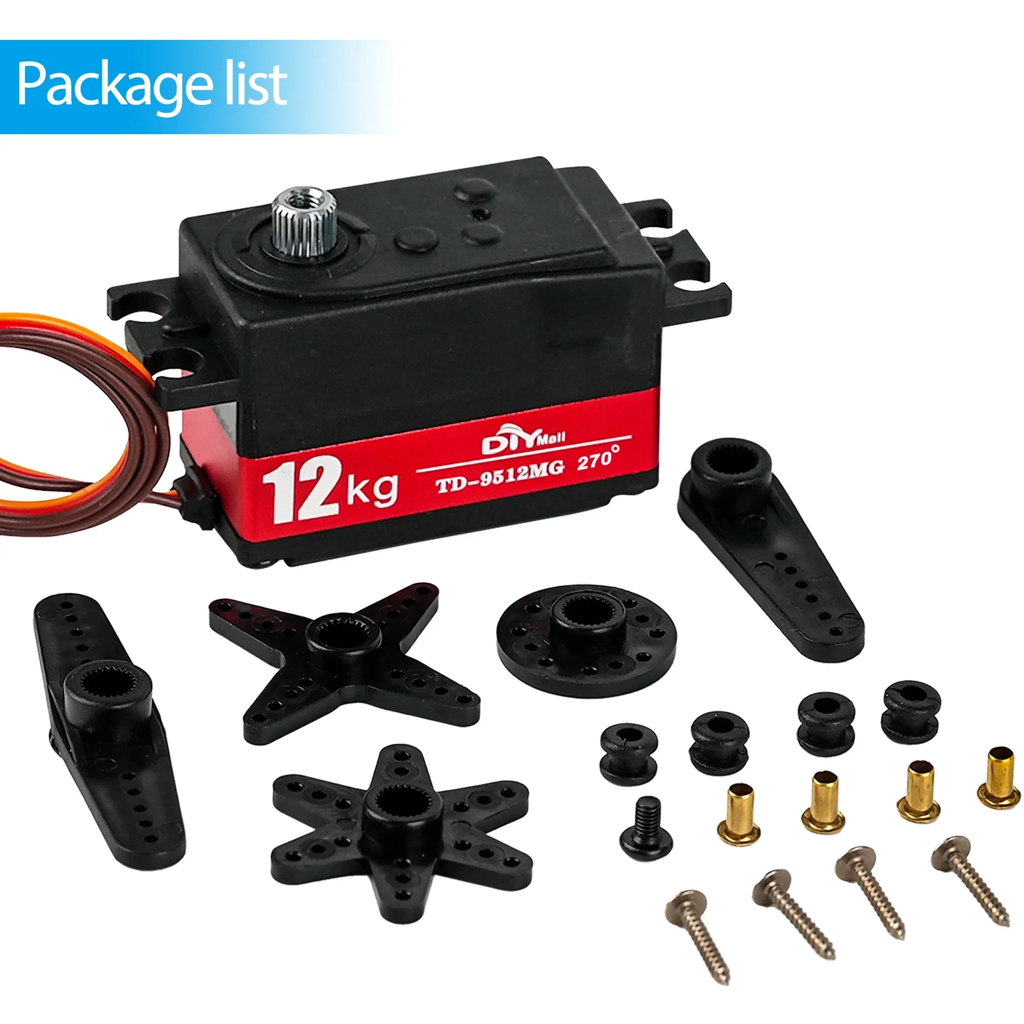 TD-9512MG 12 كجم مؤازرة قصيرة للجسم - 180 ° /270 °   ترس معدني رقمي منخفض المظهر لسيارة RC 1:10 1:12/SCX10/TRX4/Drift Robot/Crawler