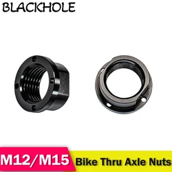 Thru Axle Skewers Nut 15mm Bike MTB Shock Fork Shaft Screw 1.5/1.0 Pitch M12 MTB Gravel Frame Wheel Hub Thru Axle Nut Bike Parts