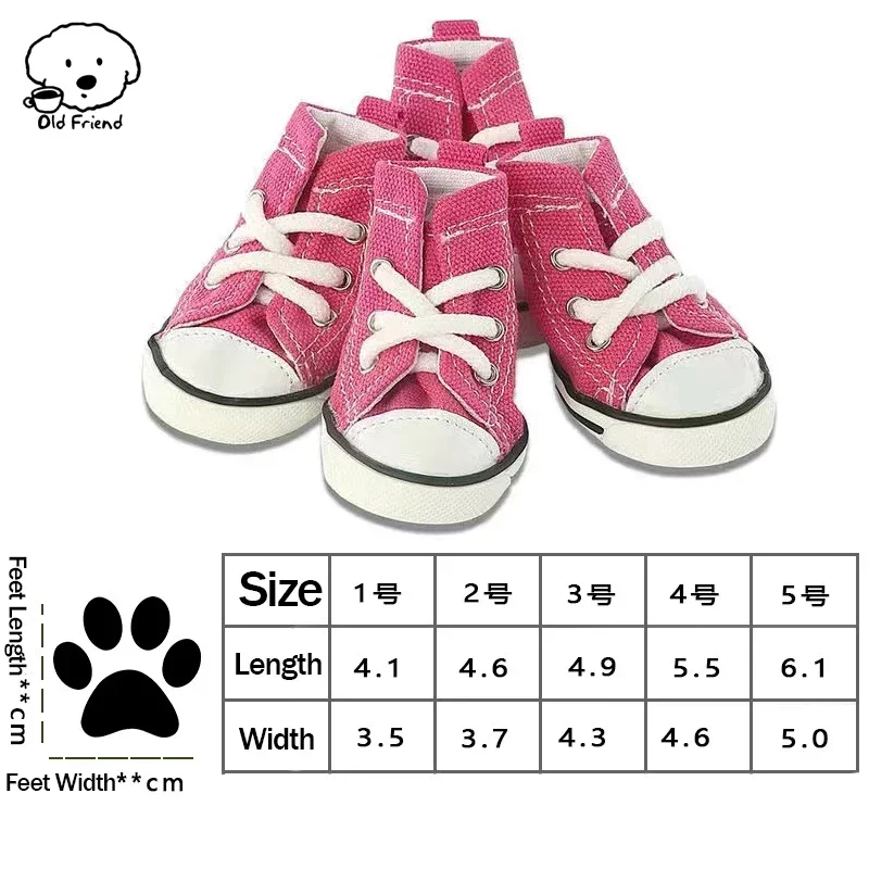 Pet Shoes Non-slip and Non-slip Tethered Denim Canvas Shoe Covers for Small Dogs and Cats Universal Outdoor Breathable Dog Shoes