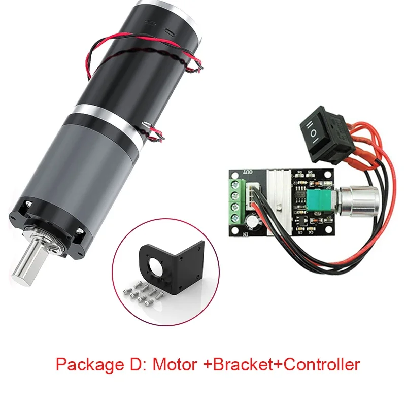 

32GP-31ZY Planetary Reducer Motor 12V 24V 11RPM-2160RPM 0.5-100Kg.cm Bracket+Controller+Power Supply Reverse Adjustable