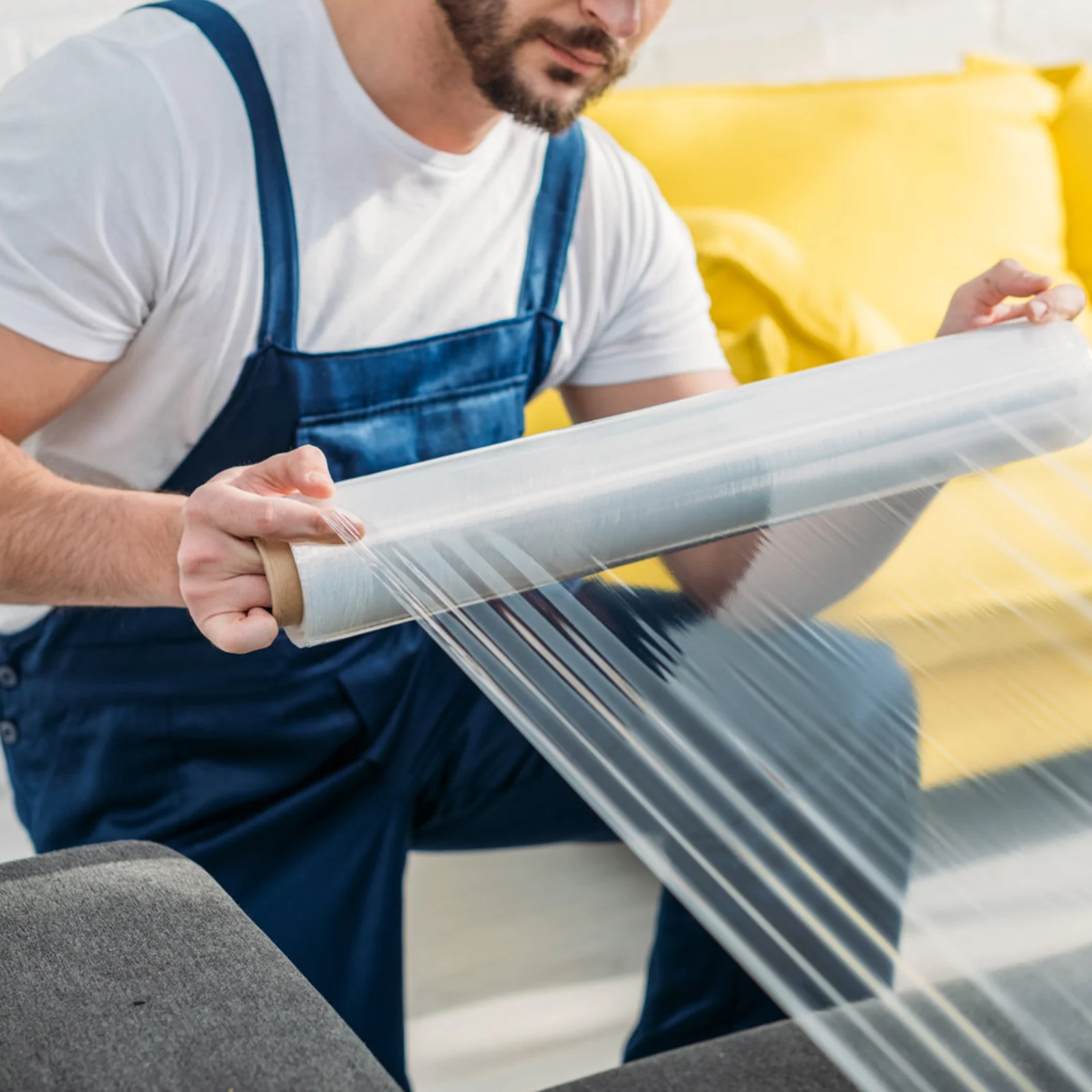 

2 Rolls Dust-Proof Disposable Furniture Cover Plastic Waterproof Protector for Home Use Plastic -Proof Drop Sheet