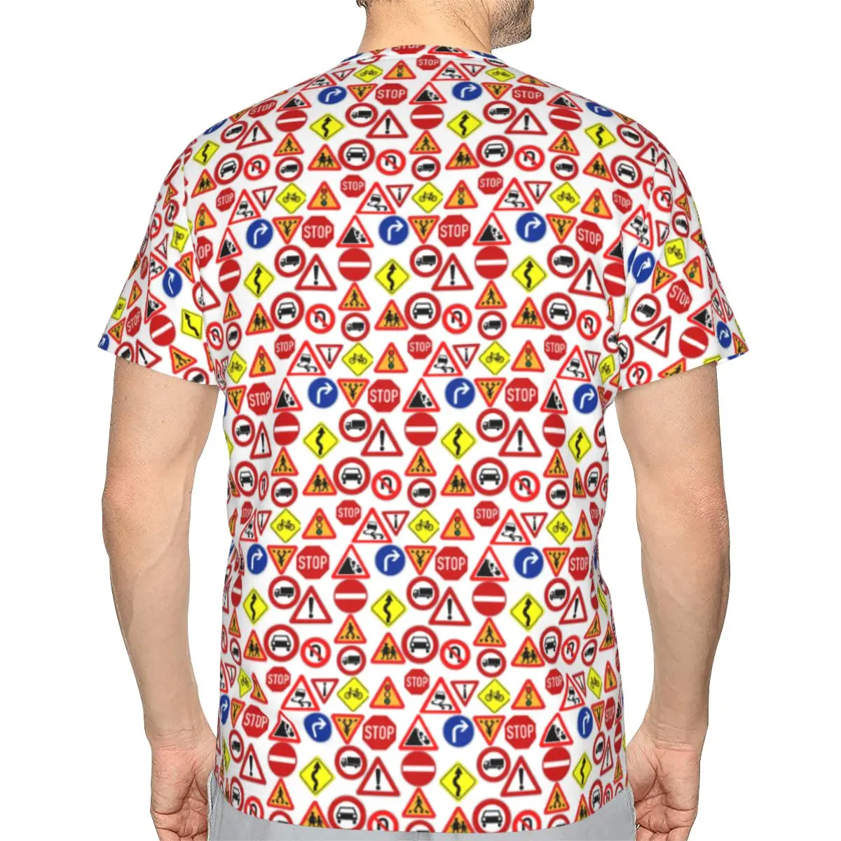 Outdoor Recreational Backbacking Road Sign 100% Cotton T-Shirt Men'sClassic T Shirts Men Round Neck Short Sleeve