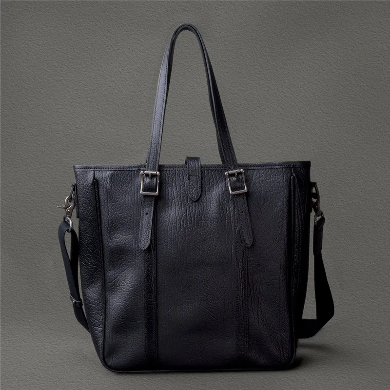 Vintage fashion high quality natural genuine leather men large capacity Tote bag outside organizer real cowhide crossbody bag