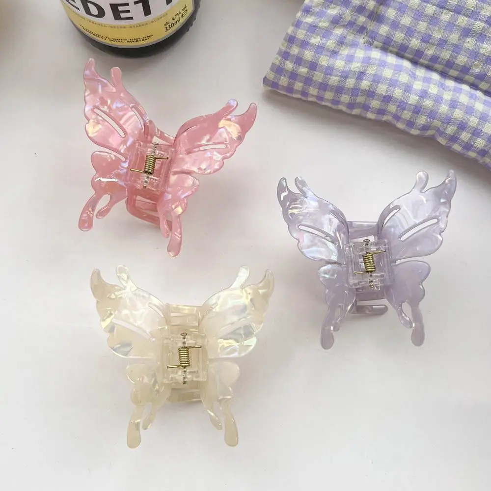 Animals Acetate Butterfly Hair Claw Candy Color Korean Style Butterfly Hair Clip Headwear Grab Clip Large Shark Clip Female