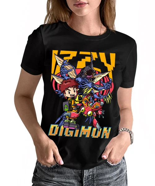 قميص Digimon Izzy and Tentomon الرائع التقني للجنسين يتحول إلى قميص Kabuterimon