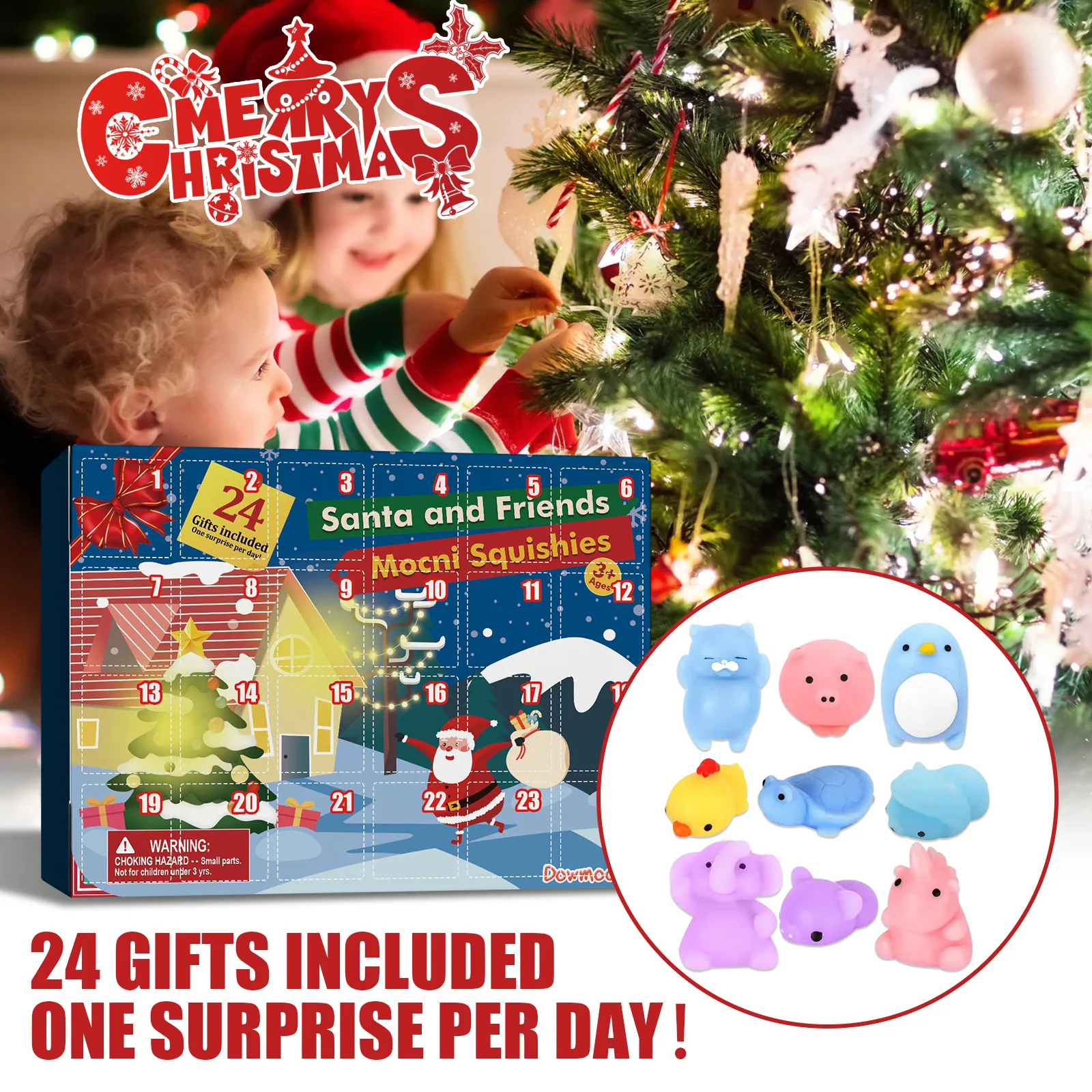 Christmas Advent Calendar 24 Days Countdown Surprise Blind Box Squishy Cute Animals Decompression Toys For Kids Adult Gifts