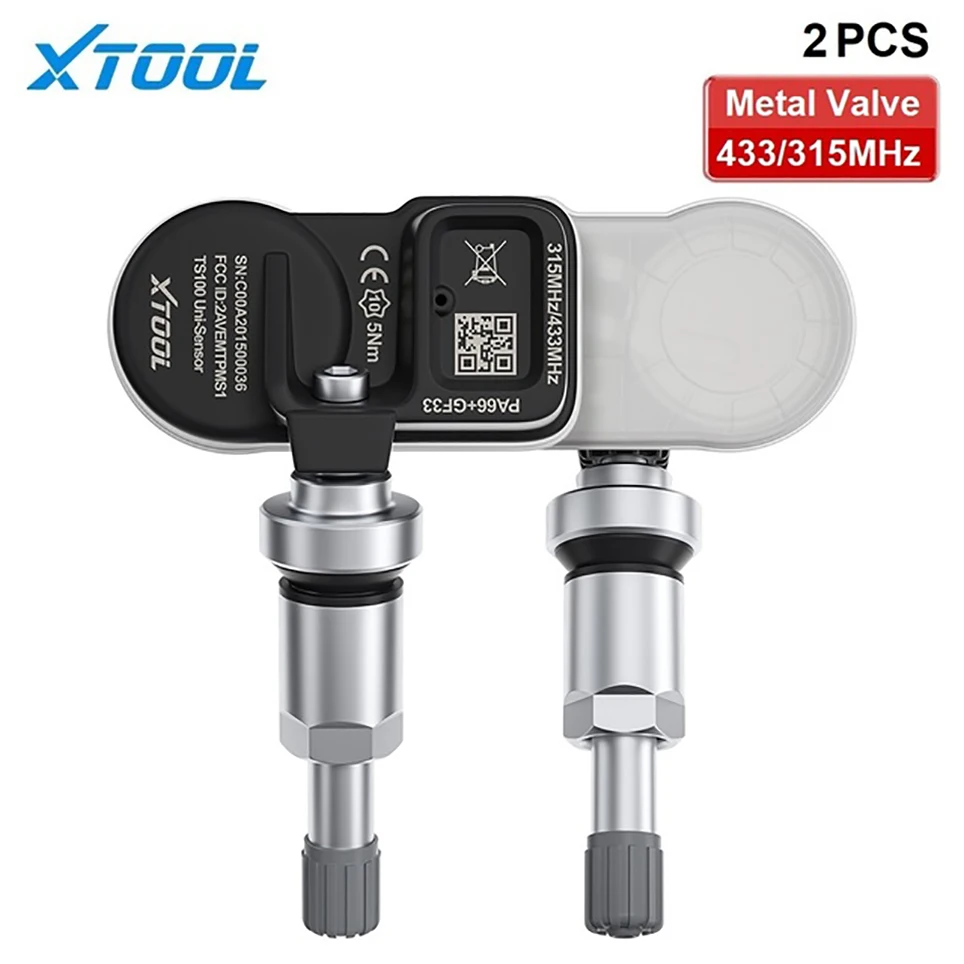 XTOOL TPMS Sensor TS100 Dual Frequency (315MHz + 433MHz) Press-in OE-Level Universal Programmable TPMS Sensors for Tire Pressure