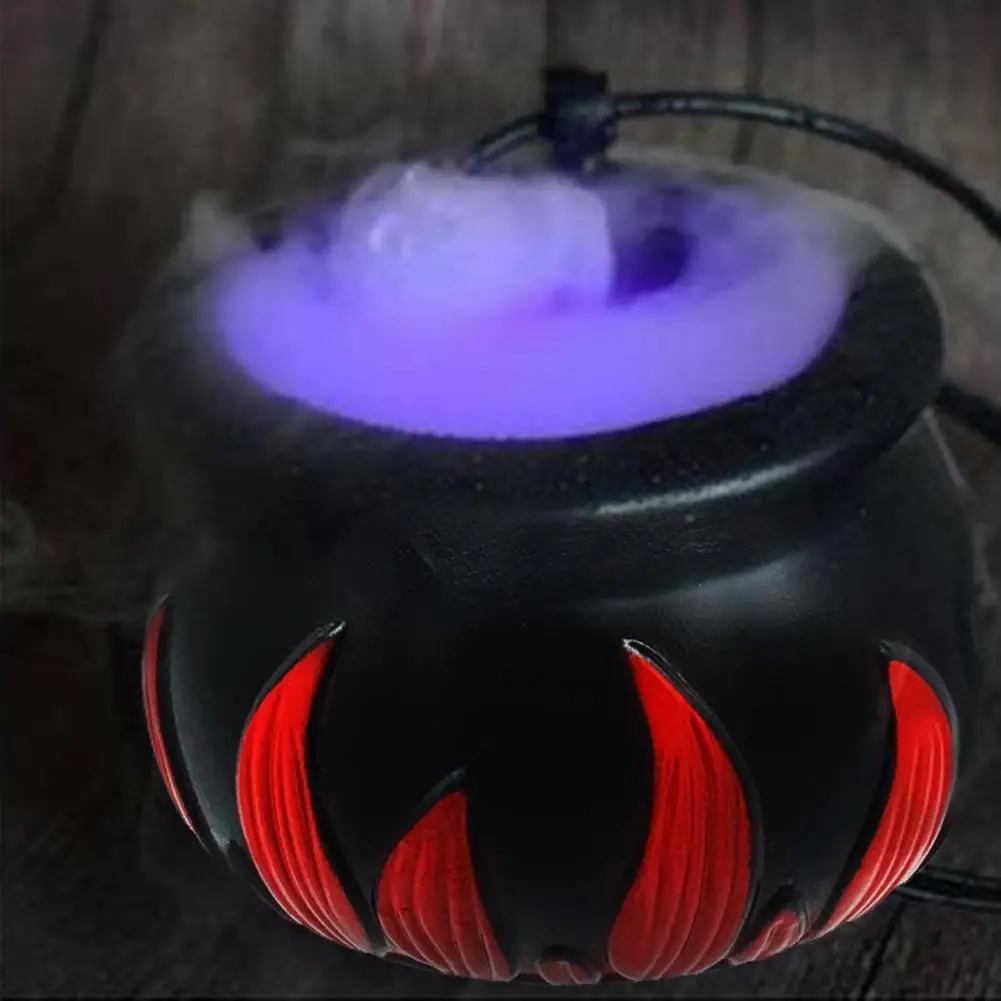 2023 Halloween Witch Pot Mist Maker Fogger 12 LED Air Humidifier Decor Mist Maker for Christmas Halloween Prop Aquarium Sink