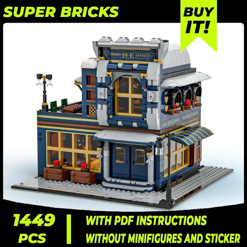 City Street View Model Moc Building Bricks Corner Restaurant Technology Modular Blocks Gifts Christmas Toys DIY Sets Assembly