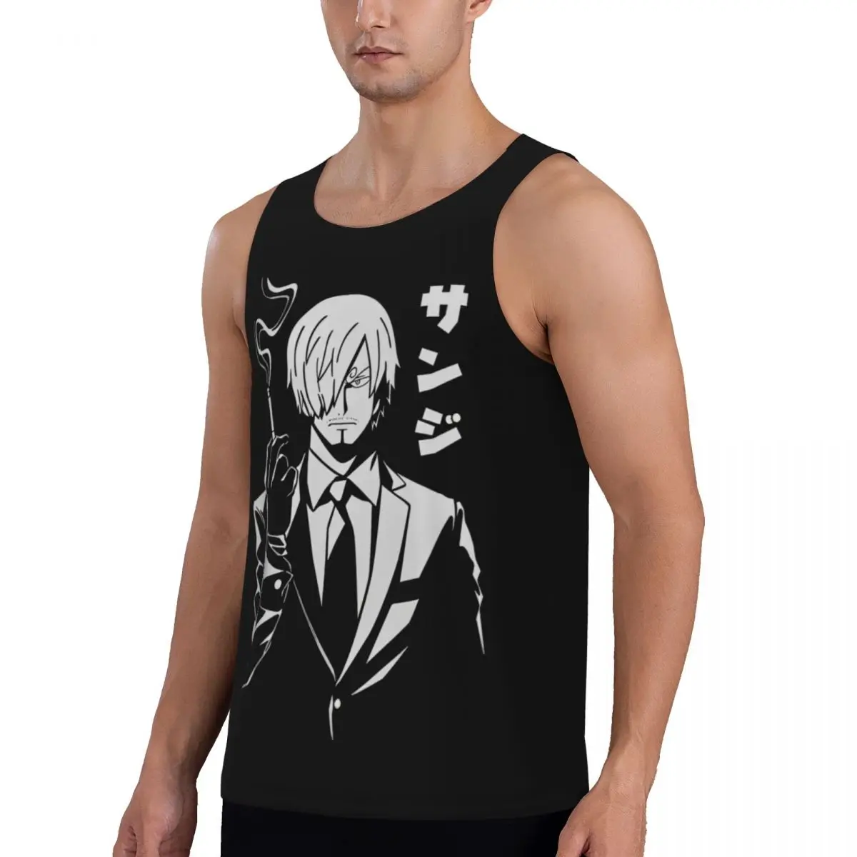 Sanji Vinsmoke One Piece Workout Tank Tops Sleeveless Shirt Bodybuilding Fitness Gym Muscle Vest