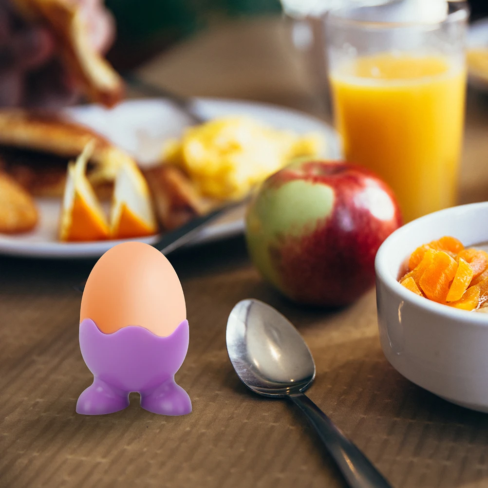 

10 Pcs Purple Silicone Egg Holder Steamer Cup Anti Fragile Kitchen Breakfast Cooking Tool Egg Boiler Stand