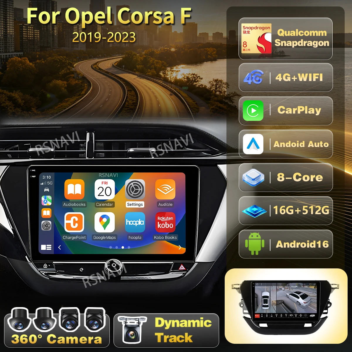 Android 16 2K QLED CarPlay Autoradio für Opel Corsa F 2019 - 2023 GPS-Navigation Multimedia-Videoplayer GPS WIFI+4G Head Unit