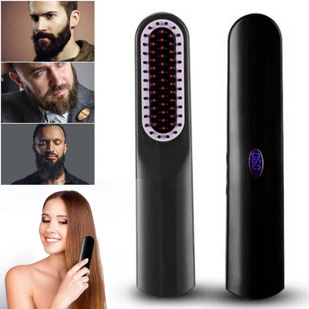 USB Wireless Charging Electric Hair Brushes Straight Comb Anti-scald  Strengthener Men and Women Straightening Beard Combs