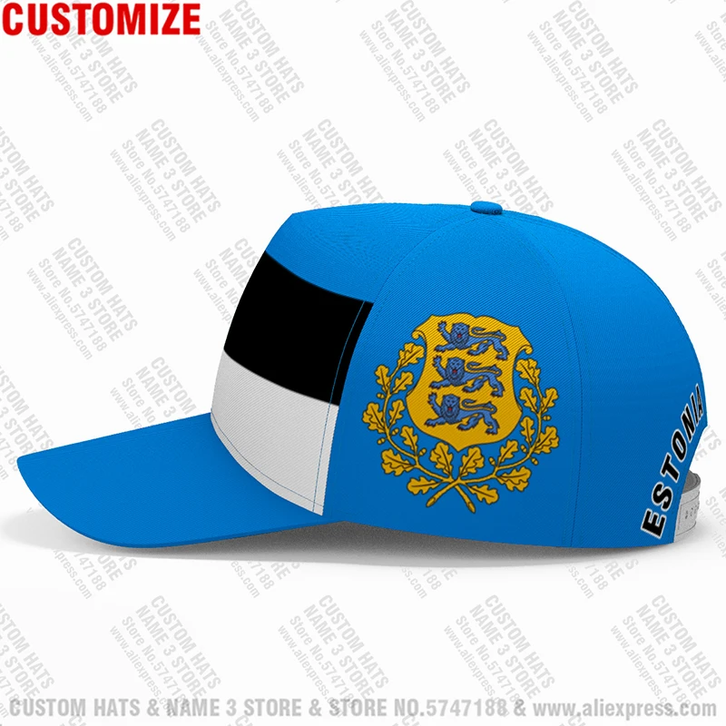 Estonia Youth Student Diy Free Custom Made Name Number Est Hat Nation Flag Ee Print Photo Estonians Eesti College Baseball Cap