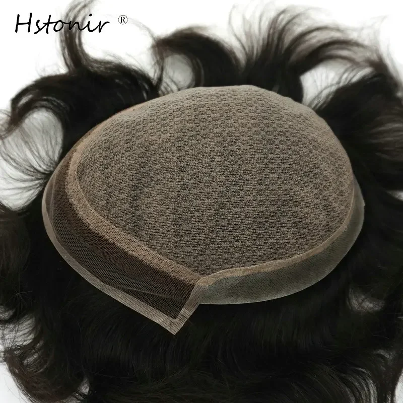 Hstonir Silk Base I-Lace Accessories Men Wig Toupee Indian Remy Hair System Full Part Wig  Hair Pieces For Men H032