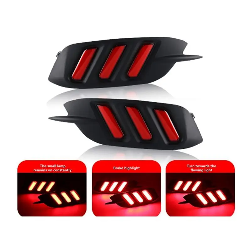 A09E-Car LED Rear Bumper Tail Light Brake Lights Dynamic Turn Signal Lights For Honda Civic 2016-2018