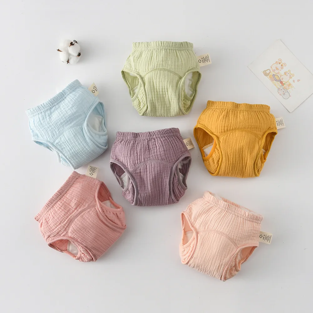 Oddychające majtki treningowe dla niemowląt, wodoodporne pieluchy, bawełniane gazy, pralne pieluchy dla małych dzieci, majtki do nauki korzystania z toalety.