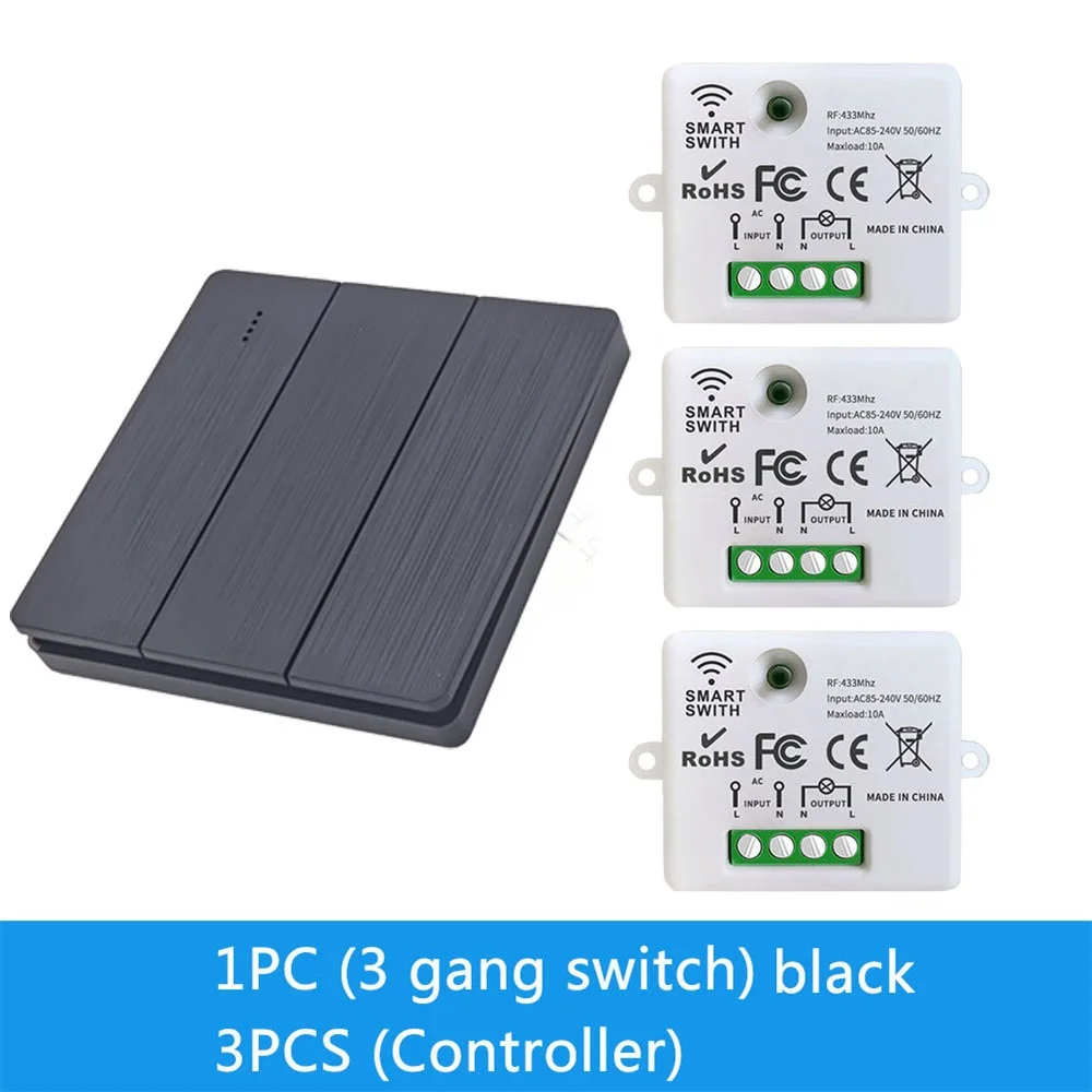 

1 2 3-канальная кнопка 86 Тип настенной панели RF 433 МГц Пульт дистанционного управления для RF433 Smart Switch RF433 для домашней светодиодной лампы Вентилятор