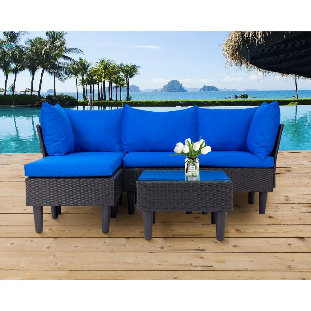 

5 Pieces Patio Furniture Sets Outdoor Wicker Conversation Set with Coffee Table