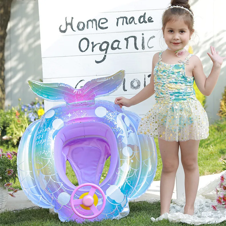 2026 New Mermaid Steering Wheel Swimming Ring Kids Infant Seat Ring Baby Boat Girls Water Inflatable Equipment Beach Party Toy