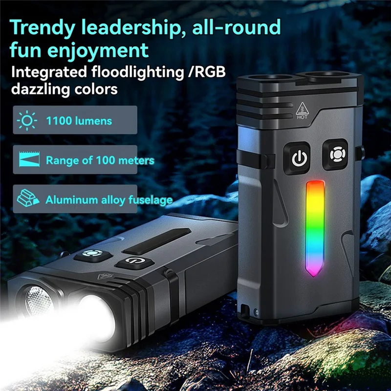 

-A89Z EV20 Keychain LED Flashlight Rechargeable Magnetic Work Light Type-C Clip-On Hat Lamp Camping Pocket Lantern