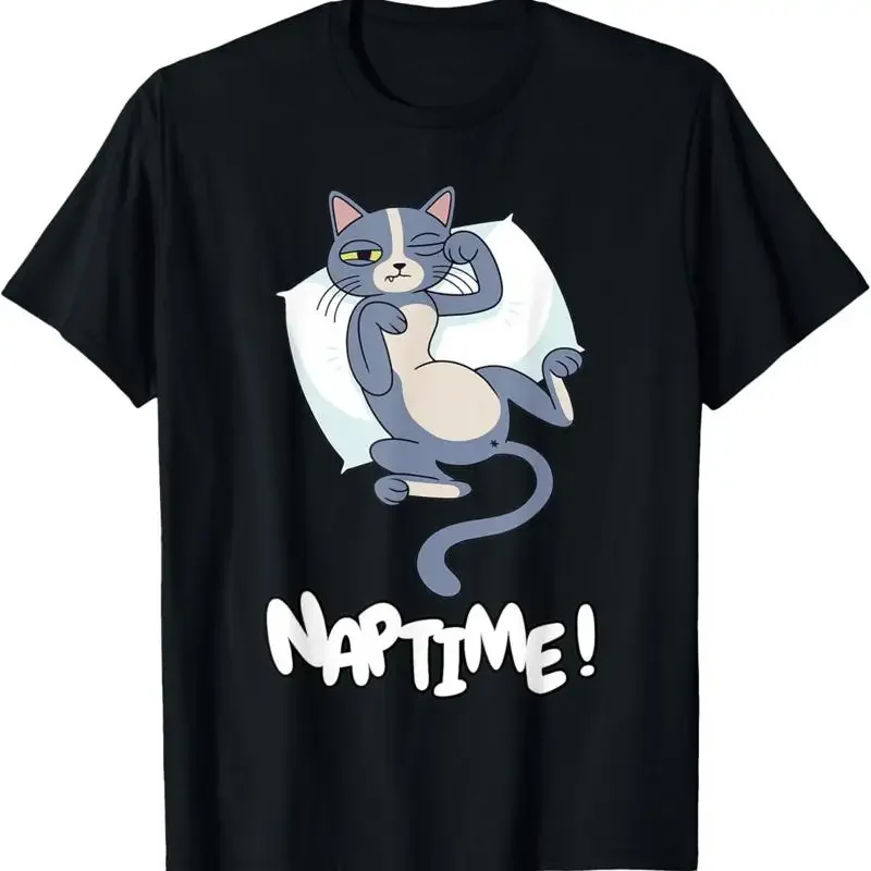 

Naptime Winking Cat Relaxing Graphic Tee Soft Breathable Cotton Short Sleeve T-Shirt Unisex