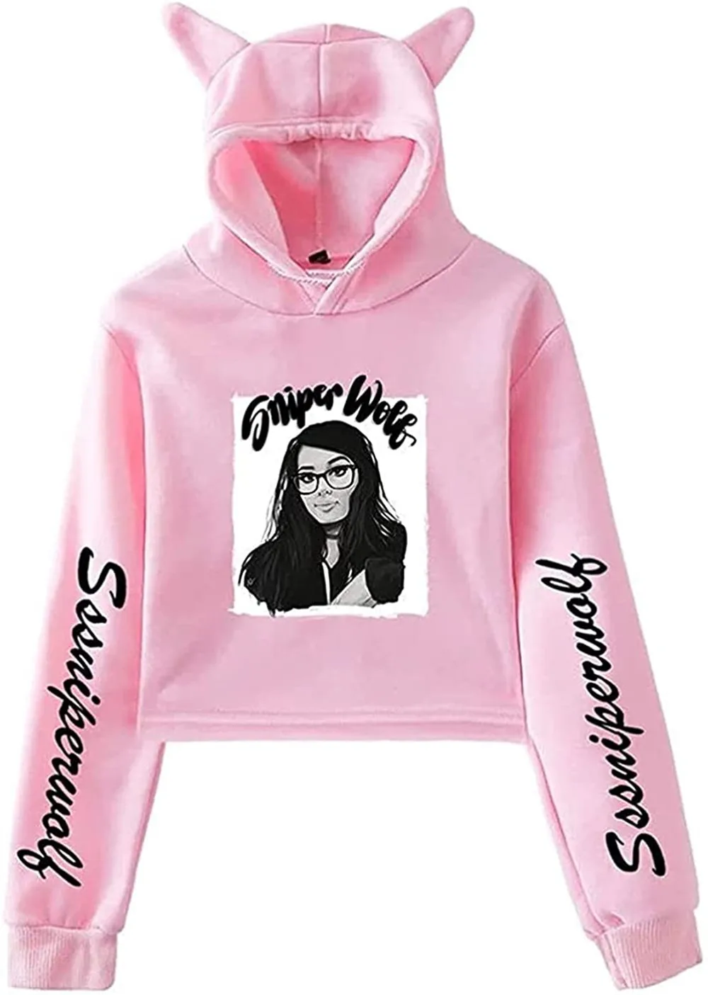 

SSSniperWolf Merch Pullover Cat Cropped Hoodie Crop Top Women's Hoodie Harajuku Streetwear Kawaii Clothes