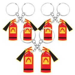 6 Pcs 소방관 키 체인 소화기 열쇠 고리 펜던트 장식 가방 매력 PVC 부드러운 접착제 키 체인 가방 장식