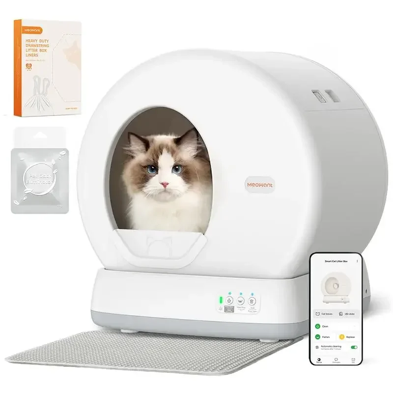 

Meowant SC01 Self-Cleaning Cat Litter Box, Extra Large/Odor Removal/APP Control Smart Cat Litter Box with Mat & Liner