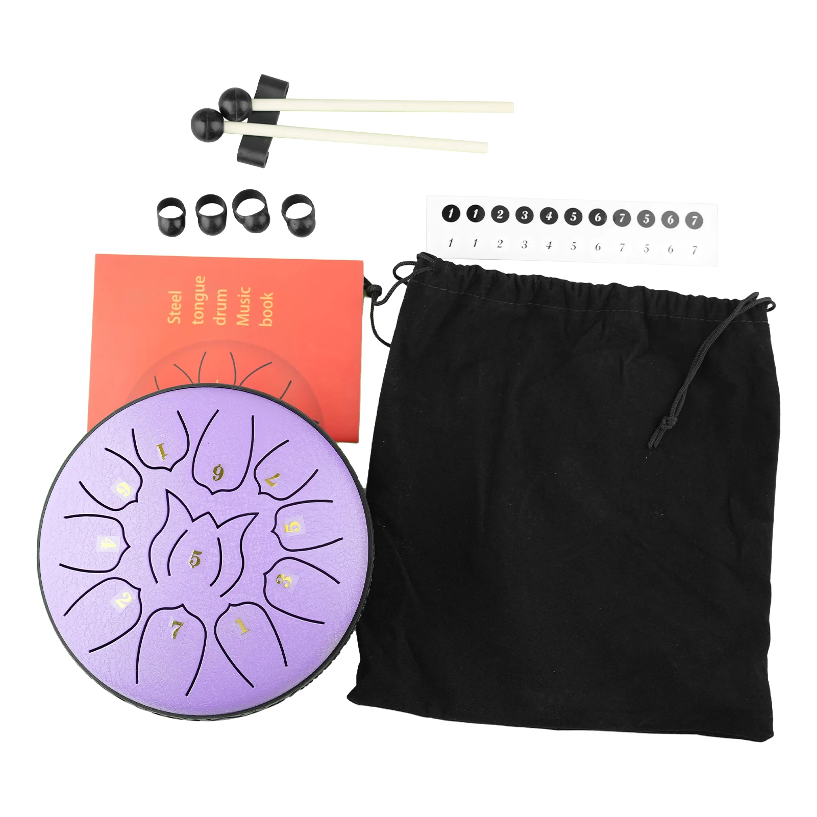 

6 Inch Steel Tongue Drum 11 Notes Rain Drum Portable Percussion Instrument with Drum Mallets for Meditation Yoga Hand Drum