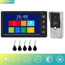 Indomita-Interphone filaire pour la maison, visiophone RFID, sonnette de rue, caméra extérieure, prise en charge étanche, déverrouillage électrique