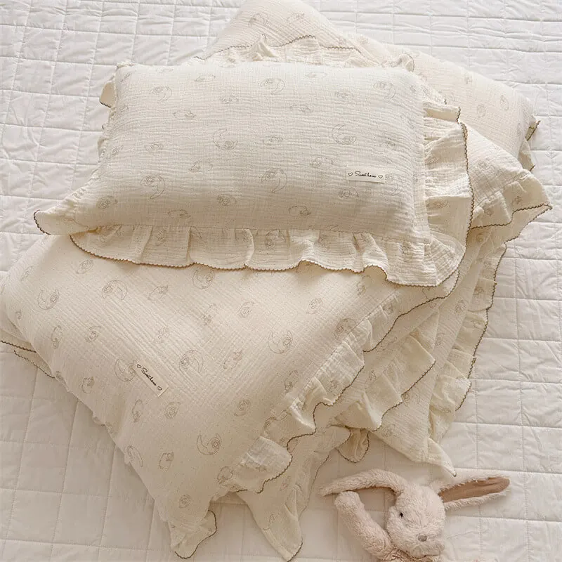 Vintage Floral Cotton Muslin Duvet Covers & Pillowcase for Baby and Child