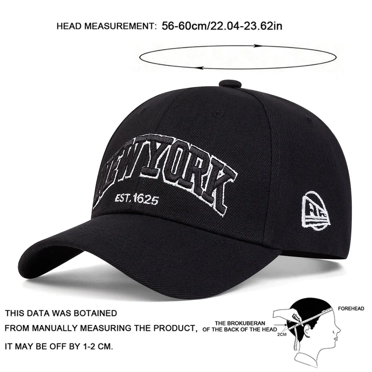 Unisex NewYork Baseballkappen mit Buchstabenstickerei, Frühling und Herbst, verstellbare Freizeithüte für den Außenbereich, Sonnenschutzhut, Sport-Golfkappe – Detail 9