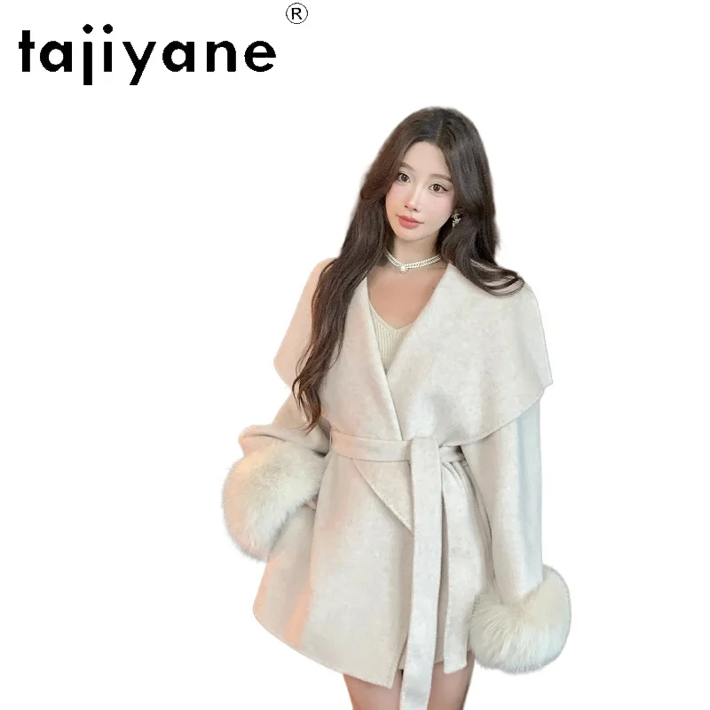 

TAJIYANE 100% Natural Double-Sided Wool Coat Women Clothing Elegant Lady Style Wool Outerwears for 2025 Winter пальто же