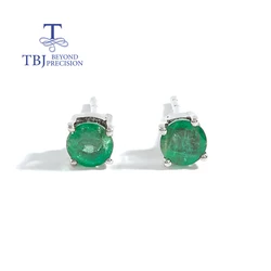 Classic design Handmade Gemstone Earring natural Emerald 925 sterling silver for girls nice gift