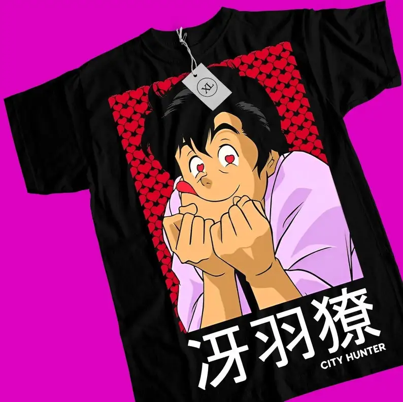 

Unisex City Hunter Retro Anime T-Shirt, Ryo Saeba, Kaori Makimura Manga Shirt