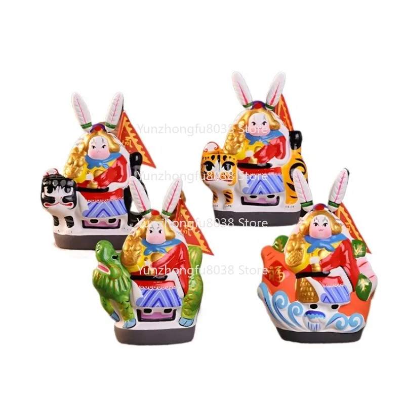 

Intangible Cultural Heritage Clay Colored Plastic Rabbit Master Handmade Clay Figure, Tabletop Ornament