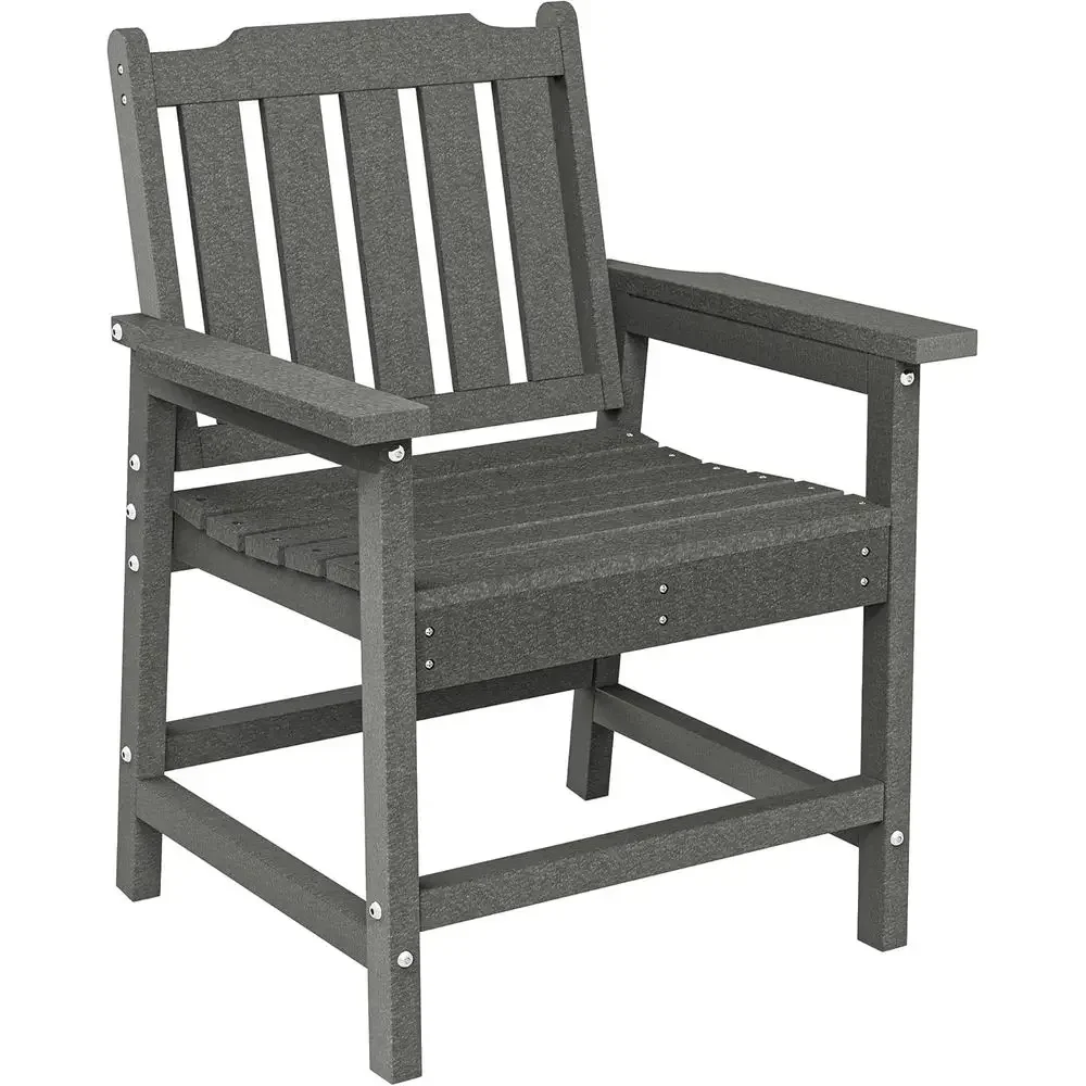 Durable Weather-Resistant Patio Chairs, High-Density Outdoor Dining Furniture, Sturdy Wood-Inspired Garden and Deck Seating, Gra