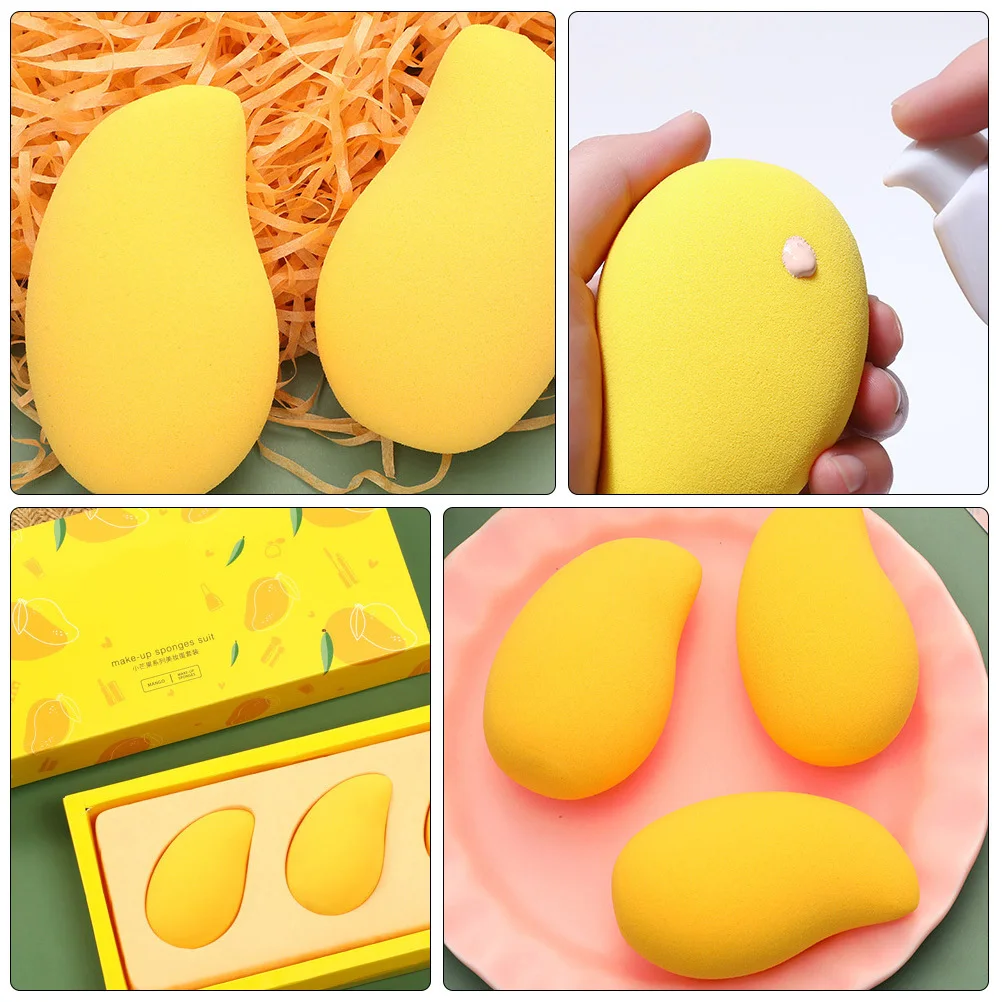 Juego de esponjas de maquillaje de 3 uds, esponjas de mezcla suaves de primera calidad para base, crema, polvo, cobertura de corrector líquido