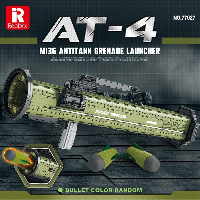 AT-4 Anti-tank rocket Launcher RPG model building blocks single-shot anti-tank grenade launcher building blocks toy for children