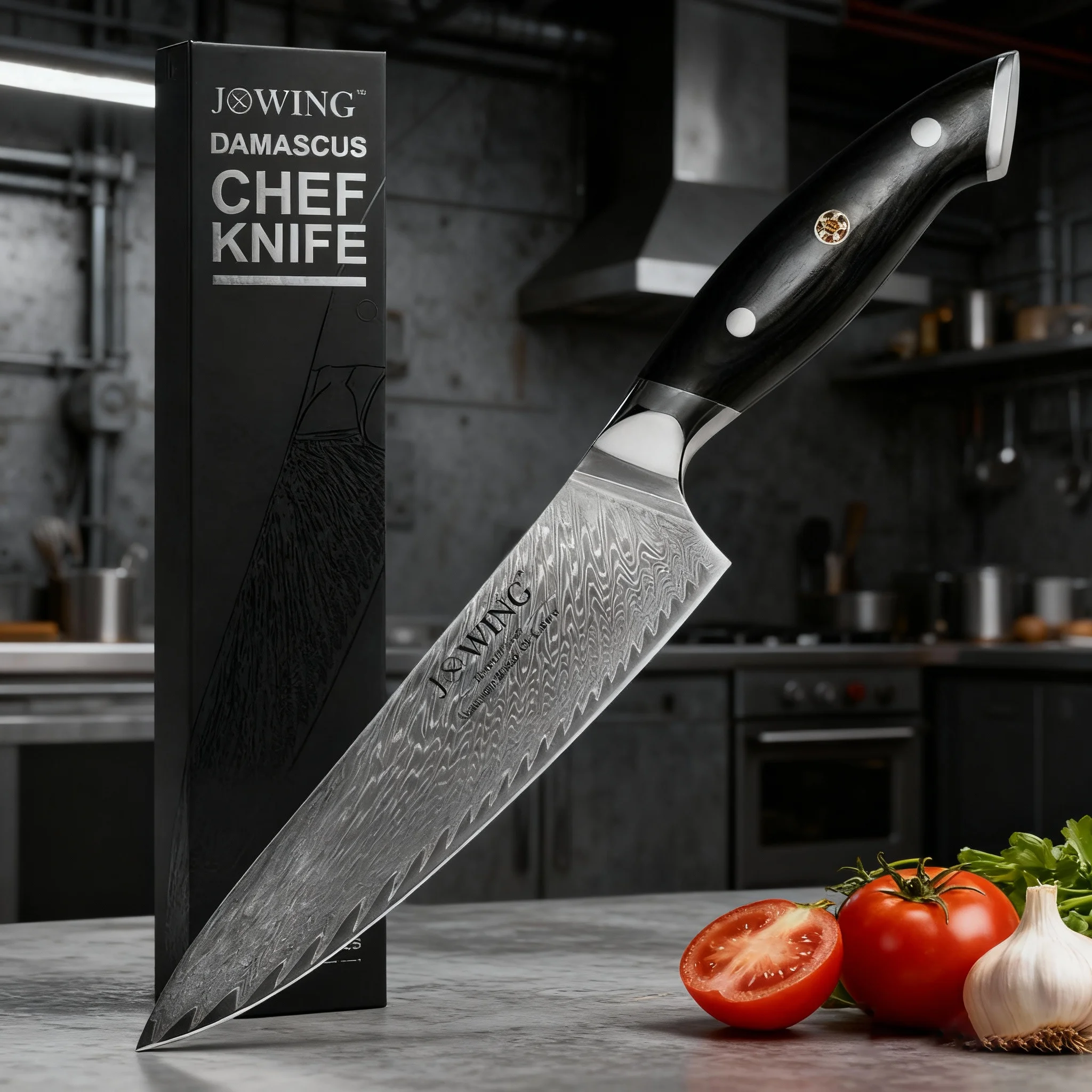 

Professional kitchen Damascus steel knives, Japanese forged chef knives, high-hardness Santoku knives, kitchen knife accessories