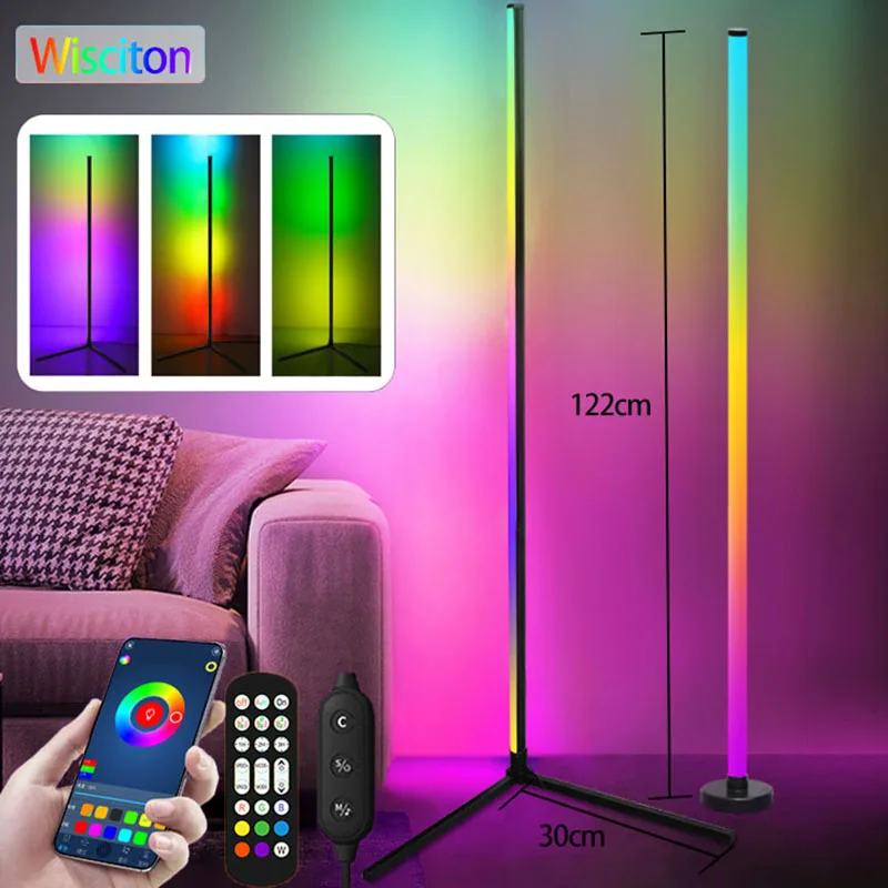 

RGB Living Room Dimmable RGB Corner Floor Lamp 150cm Stand Smart APP LED Mood Light for Bedroom Nordic Home Decor Interior light