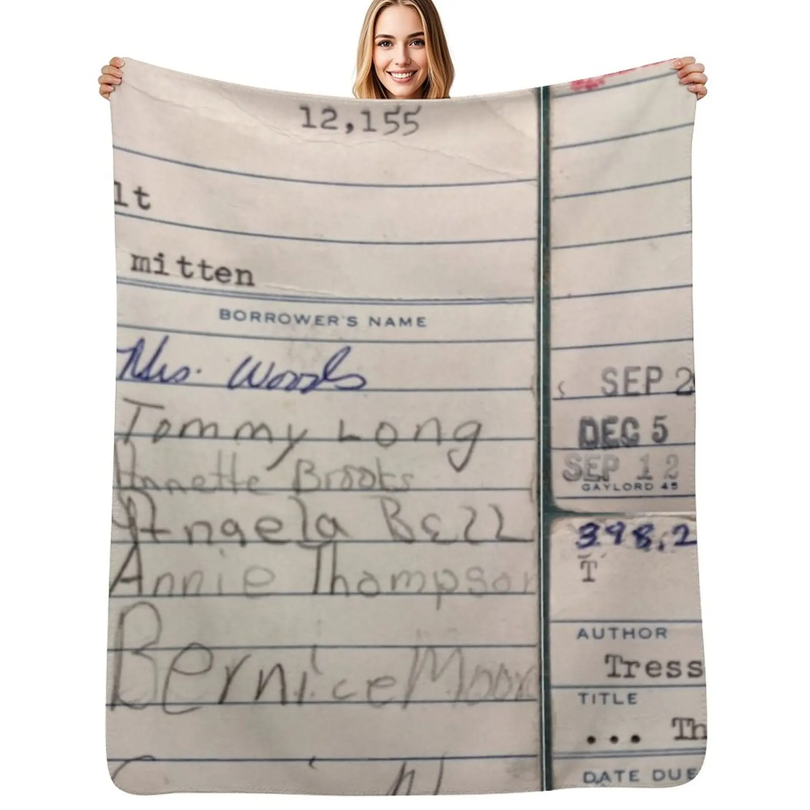 

Vintage Library Card Throw Blanket Heavy Sleeping Bag Plaid on the sofa Single Blankets