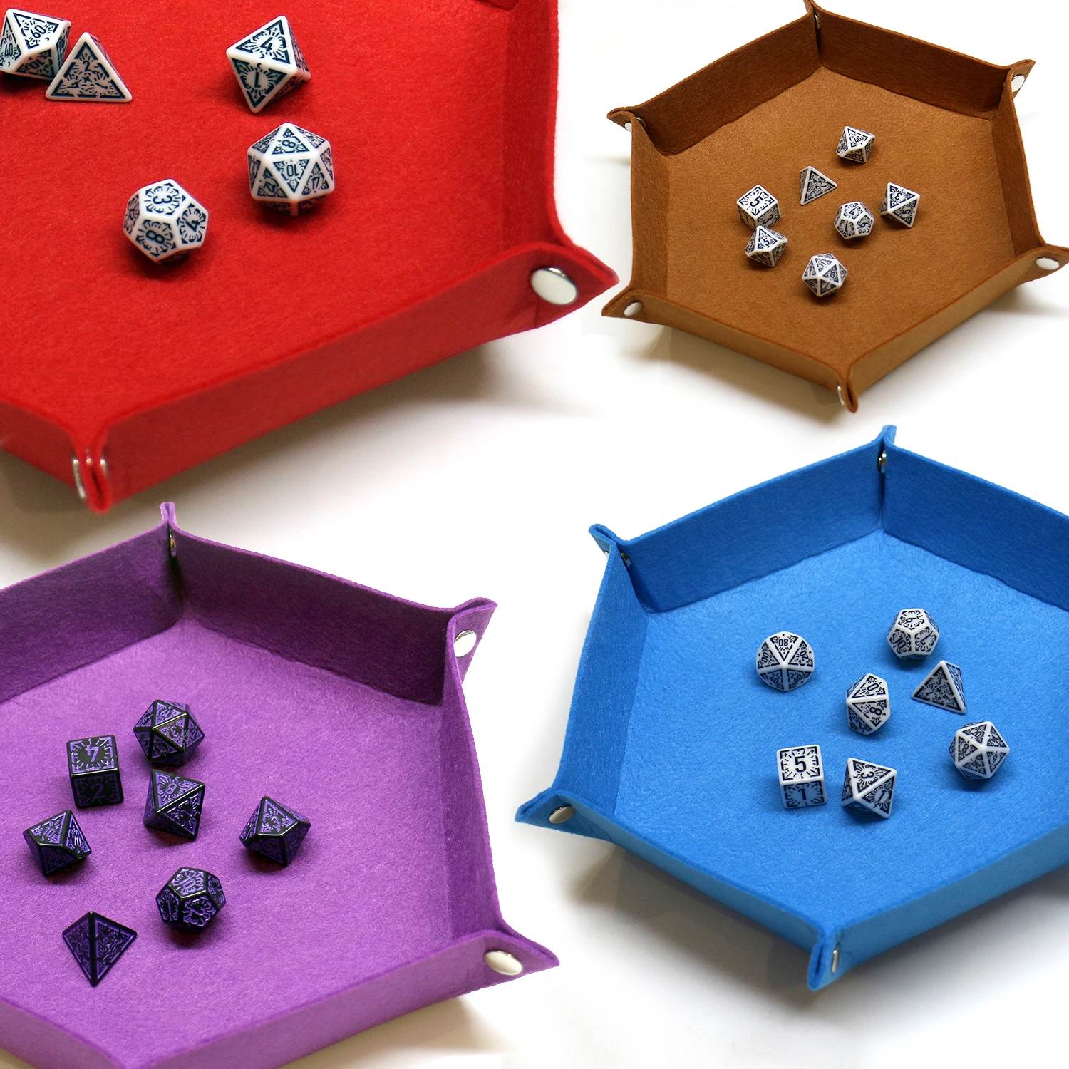 1PC Dice Tray Set Foldable Dice Trays Hexagon Dice Rolling Tray Felt Dice Holder for Dice Games Like RPG, and Other Table Games image 2