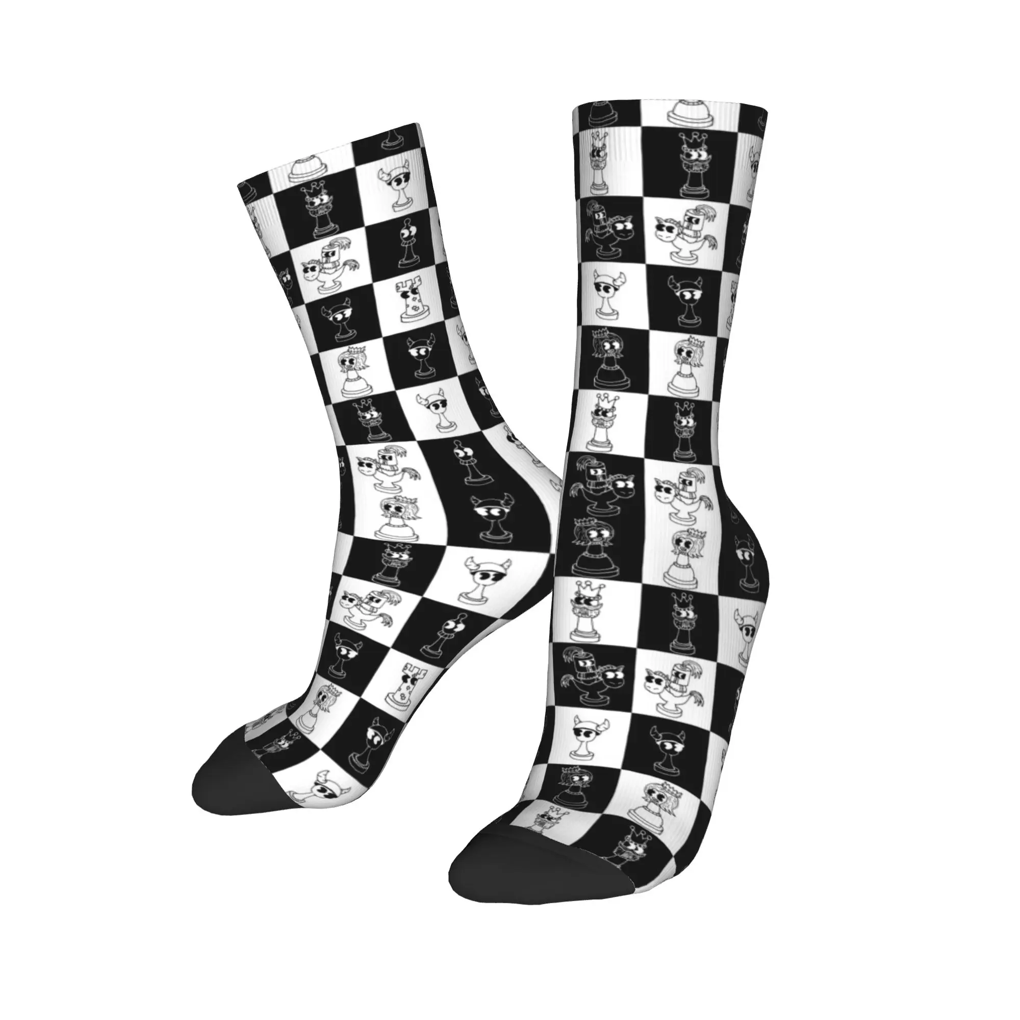 Custom Chess Club Seven Mens Crew Socks Unisex Kawaii Chessboard Game Chess Piece Spring Summer Autumn Winter Dress Socks