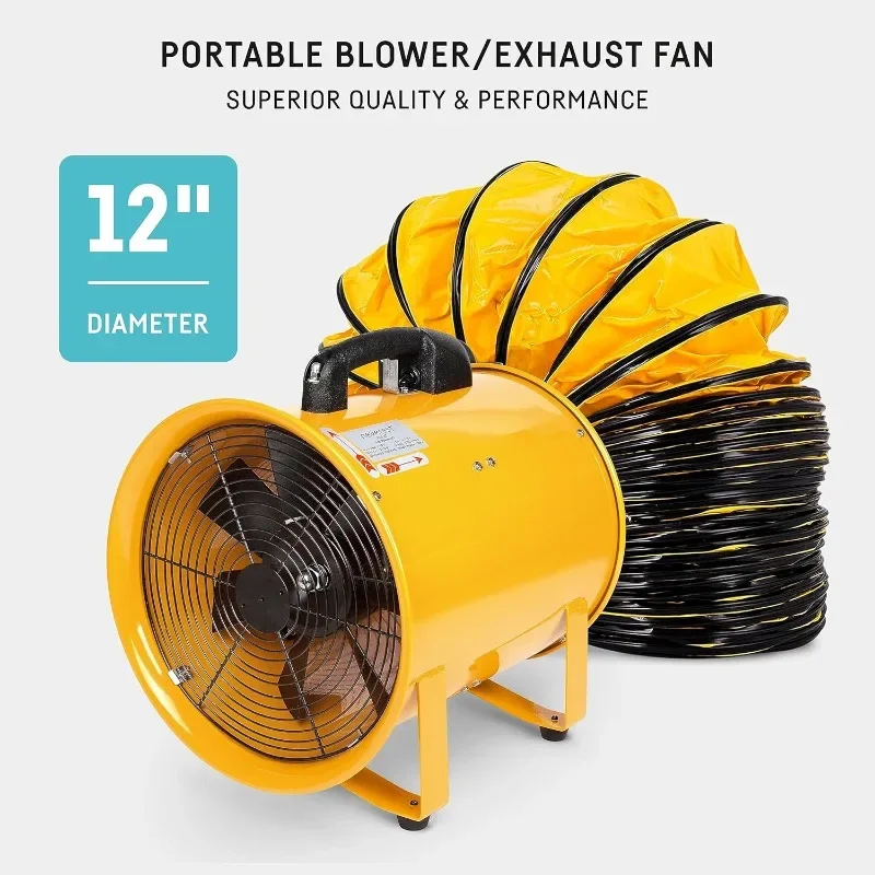 neverest® Portable Blower Exhaust Fan 12 inch Strong Shop Ventilation Fan 4100 CFM 3050 RPM, 380 W, Construction Fan